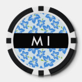 Blauwe Hibiscus, Blauwe Bloemen, Je Naam Poker Chips (Voorkant)