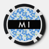 Blauwe Hibiscus, Blauwe Bloemen, Je Naam Poker Chips (Achterkant)