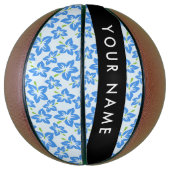 Blauwe Hibiscus, Blauwe bloemen, Jouw naam Basketbal (Verticaal)