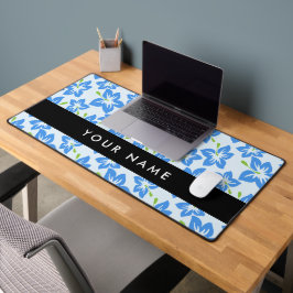 Blauwe Hibiscus, Blauwe bloemen, Jouw naam Bureaumat