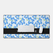 Blauwe Hibiscus, Blauwe bloemen, Jouw naam Bureaumat (Keyboard & Muis)