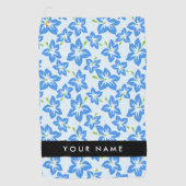 Blauwe Hibiscus, Blauwe bloemen, Jouw naam Golfhanddoek (Voorkant)