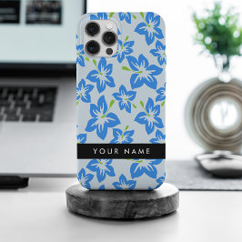 Blauwe Hibiscus, Blauwe bloemen, Jouw naam iPhone 15 Pro Max Case