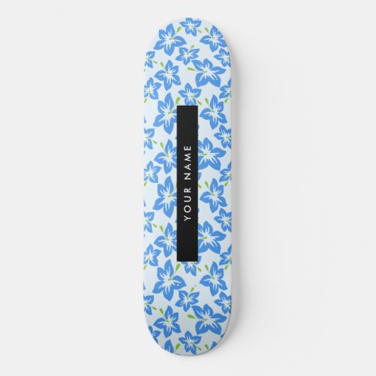 Blauwe Hibiscus, Blauwe bloemen, Jouw naam Persoonlijk Skateboard (Voorkant)