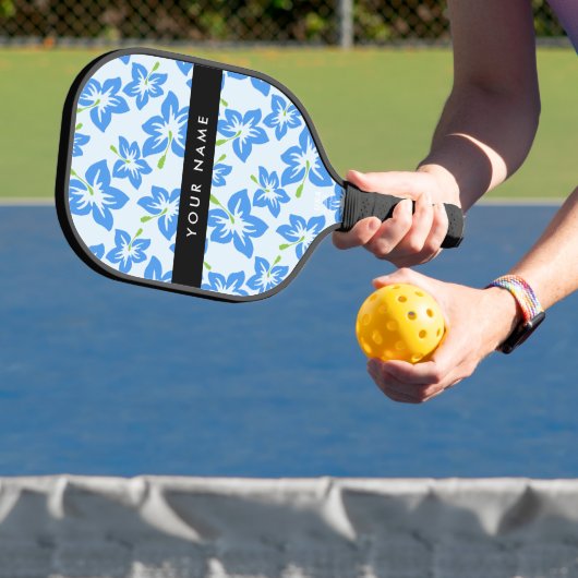 Blauwe Hibiscus, Blauwe bloemen, Jouw naam Pickleball Paddle (Insitu)