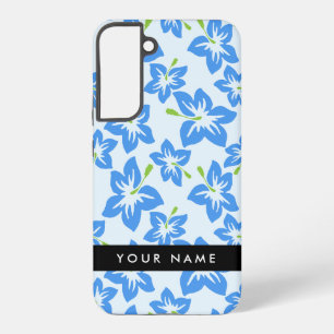 Blauwe Hibiscus, Blauwe bloemen, Jouw naam Samsung Galaxy Hoesje