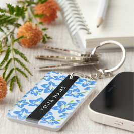 Blauwe Hibiscus, Blauwe bloemen, Jouw naam Sleutelhanger