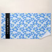 Blauwe Hibiscus, Blauwe bloemen, Jouw naam Strandlaken (Voorkant)