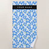 Blauwe Hibiscus, Blauwe bloemen, Jouw naam Strandlaken (Voorkant)