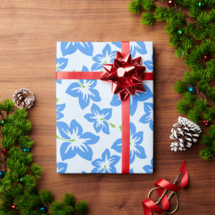 Blauwe hibiscus, blauwe bloemen, patroon van bloem cadeaupapier