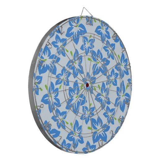 Blauwe hibiscus, blauwe bloemen, patroon van bloem dartbord (Voorkant Links)