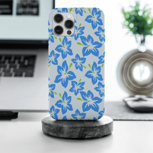 Blauwe hibiscus, blauwe bloemen, patroon van bloem iPhone 15 pro max case