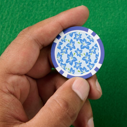 Blauwe hibiscus, blauwe bloemen, patroon van bloem poker chips (Hand)