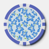 Blauwe hibiscus, blauwe bloemen, patroon van bloem poker chips (Voorkant)