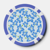 Blauwe hibiscus, blauwe bloemen, patroon van bloem poker chips (Achterkant)