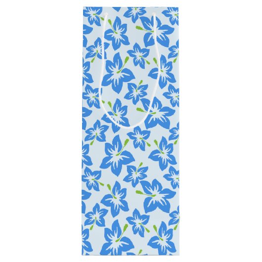 Blauwe hibiscus, blauwe bloemen, patroon van bloem wijn cadeautas (Achterkant)