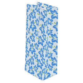 Blauwe hibiscus, blauwe bloemen, patroon van bloem wijn cadeautas