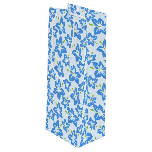 Blauwe hibiscus, blauwe bloemen, patroon van bloem wijn cadeautas (Achterkant Gekanteld)