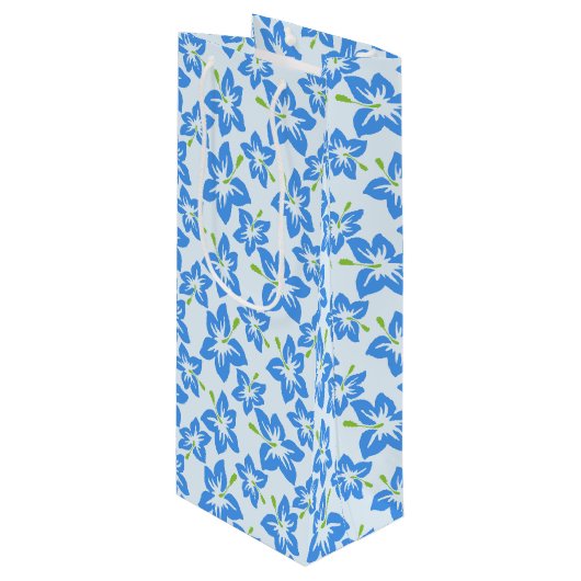 Blauwe hibiscus, blauwe bloemen, patroon van bloem wijn cadeautas (Voorkant Gekanteld)