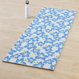 Blauwe hibiscus, blauwe bloemen, patroon van bloem yogamat