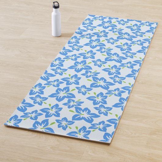 Blauwe hibiscus, blauwe bloemen, patroon van bloem yogamat (In situ)
