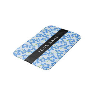 Blauwe Hibiscus, Blauwe Bloemen, Uw Naam Badmat