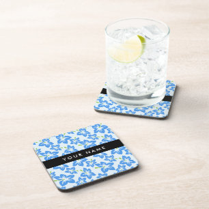 Blauwe Hibiscus, Blauwe Bloemen, Uw Naam Bier Onderzetter
