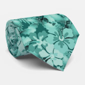 Blauwe Hibiscus en Hulst Tropische Kerst Knoop Stropdas (Opgerold)