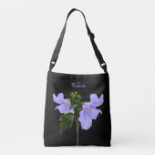 Blauwe Hibiscus Flowers Black Crossbody Canvas tas (Achterkant)