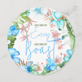 Blauwe Hibiscus Green Banana Leaves Sign Kaart (Voorkant)