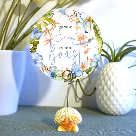 Blauwe Hibiscus Green Banana Leaves Sign Kaart