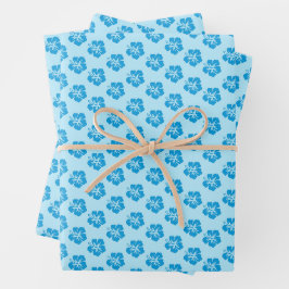 Blauwe Hibiscus Inpakpapier Set Vel