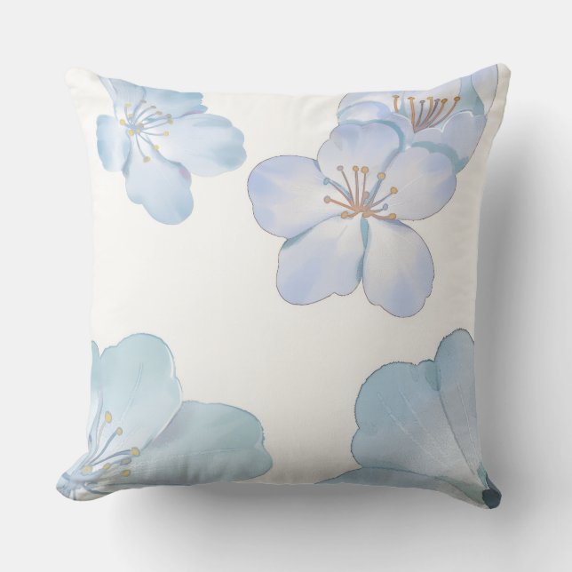 Blauwe hibiscus kussensloop kussen (Voorkant)