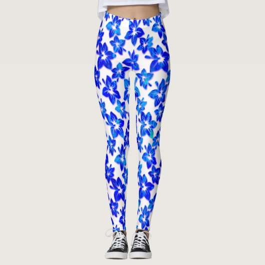 blauwe hibiscus - leggings (Voorkant)