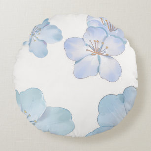 Blauwe Hibiscus Rond Kussen