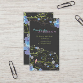 Blauwe Hibiscus Swallow Birds Elegant Floral Garde Visitekaartje