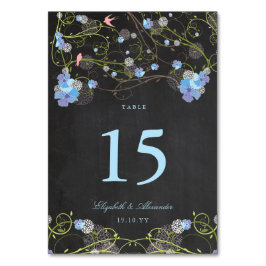 Blauwe Hibiscus Swirls & Swallows Floral Wedding T Kaart