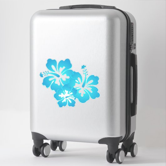Blauwe Hibiscus Tropical Flowers Sticker (Koffer)