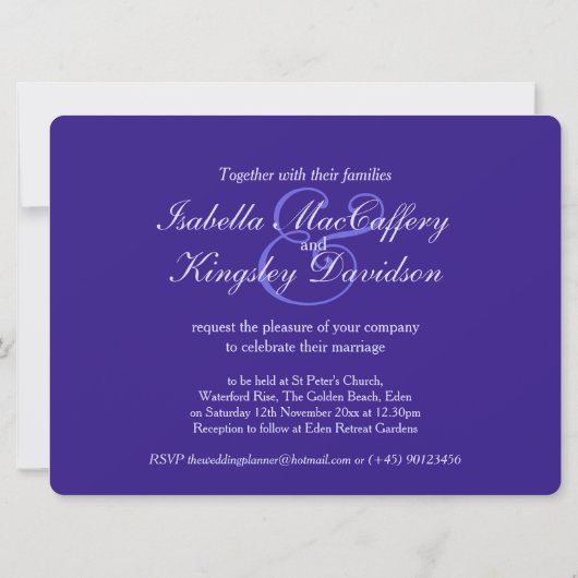 Blauwe hibiscus-uitnodiging voor bruiloft kaart (Achterkant)