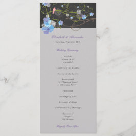 Blauwe Hibiscus & Zwaluwn Florale Schoolbord Huwel Programmakaart