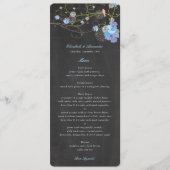 Blauwe Hibiscus & Zwaluwn Florale Schoolbord Huwel Programmakaart (Voorkant)