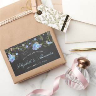 Blauwe Hibiscus & Zwaluwn Florale Schoolbord Huwel Rechthoekige Sticker