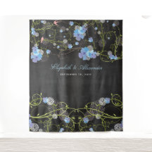 Blauwe Hibiscus & Zwaluwn Florale Trouw Achtergron