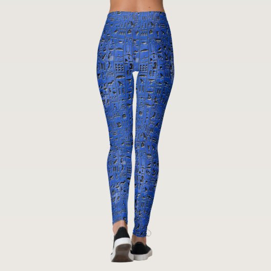 Blauwe Hieroglypen Leggings (Achterkant)