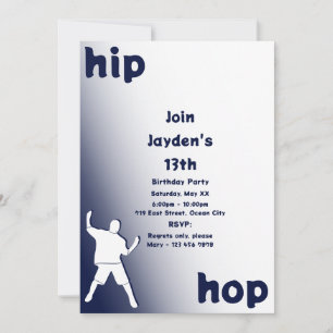 Blauwe Hip-Hop Dans 13e Verjaardagsuitnodiging Kaart