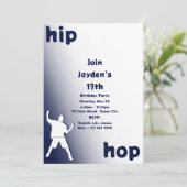 Blauwe Hip-Hop Dans 13e Verjaardagsuitnodiging Kaart (Staand voorkant)