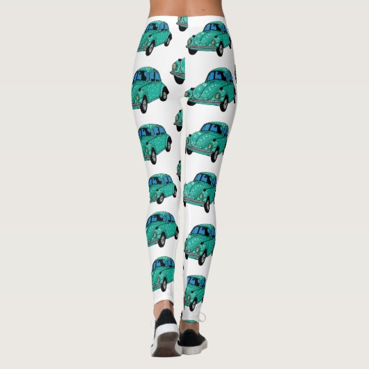 Blauwe Hippie Auto Aangepaste Leggings (Achterkant)