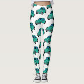 Blauwe Hippie Auto Aangepaste Leggings (Voorkant)