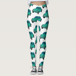 Blauwe Hippie Auto Aangepaste Leggings