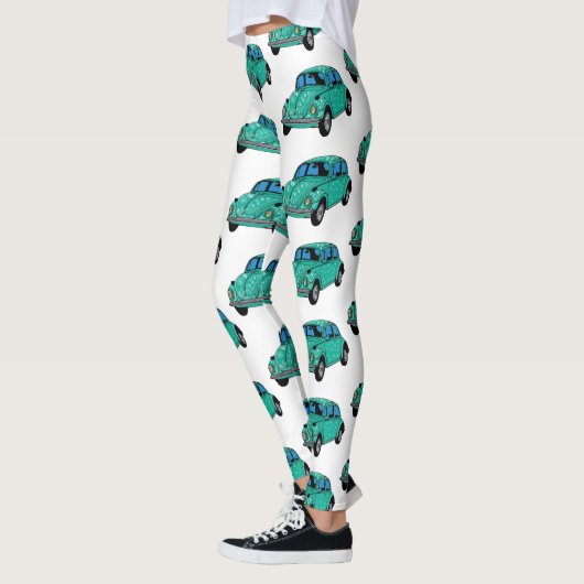 Blauwe Hippie Auto Aangepaste Leggings (Links)